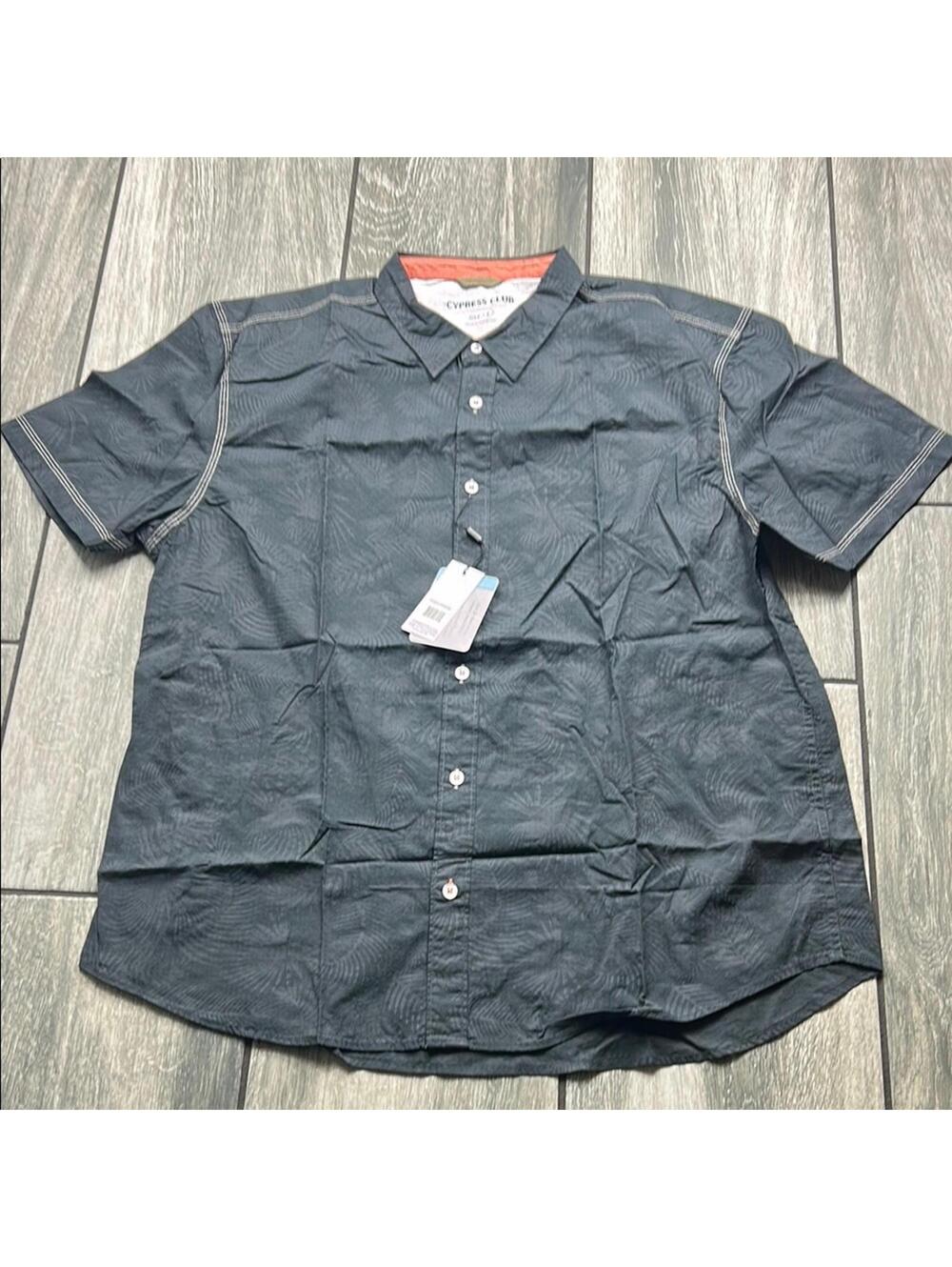NWT Cypress Club Men's Short Sleeve Button Front Shirt Blue Resort Camp Shirt